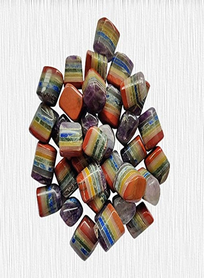 TOI SHOP Seven Chakra Agate Tumble/Pebbles Stone. for Reiki, Crystal, Vastu, Fang Shui Aura, Home Decor, Office Decor, Gifting, Good Luck, showpiece etc. (Seven Chakra, 200 gm) - Image 1